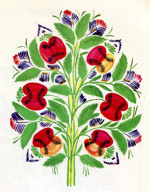 Надія Білокінь - Декоративний розпис "Яблука", 40Х30, 1963 рік