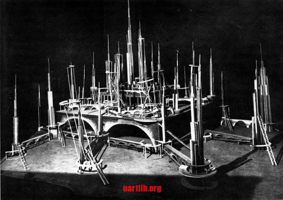 Ісак Рабинович. Проект міста на Марсі до фільму "Аеліта". 1924 рік.